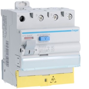 Inter dif 3P+N 40A 300mA AC BD - INTER. DIFF. TETRA.  HAGER CFC840F