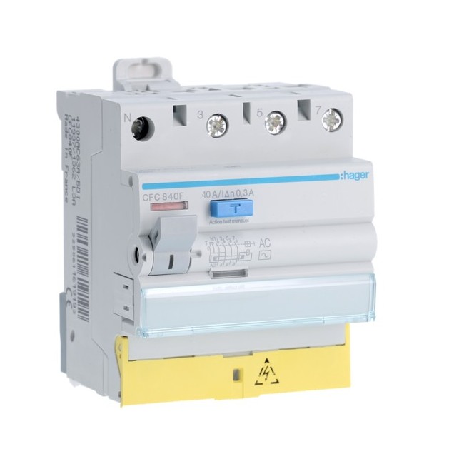 Inter dif 3P+N 40A 300mA AC BD - INTER. DIFF. TETRA.  HAGER CFC840F