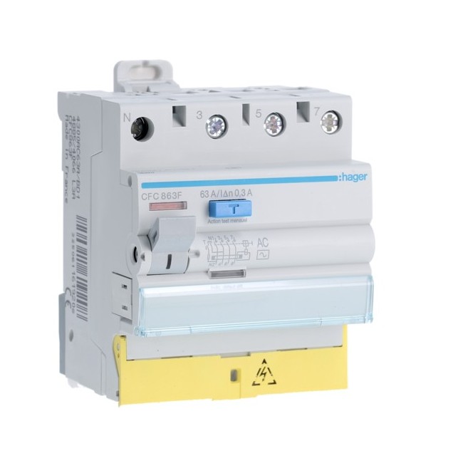 Inter dif 3P+N 63A 300mA AC BD - INTER. DIFF. TETRA.  HAGER CFC863F