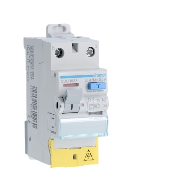 Inter dif 1P+N 63A 500mA AC BD - INTER DIFF BIPOLAIR  HAGER CGC163F