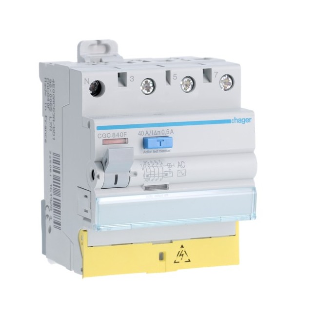 Inter dif 3P+N 40A 500mA AC BD - INTER. DIFF. TETRA.  HAGER CGC840F