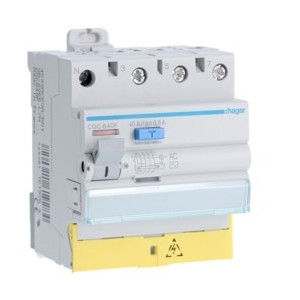 Inter dif 3P+N 40A 500mA AC BD - INTER. DIFF. TETRA.  HAGER CGC840F