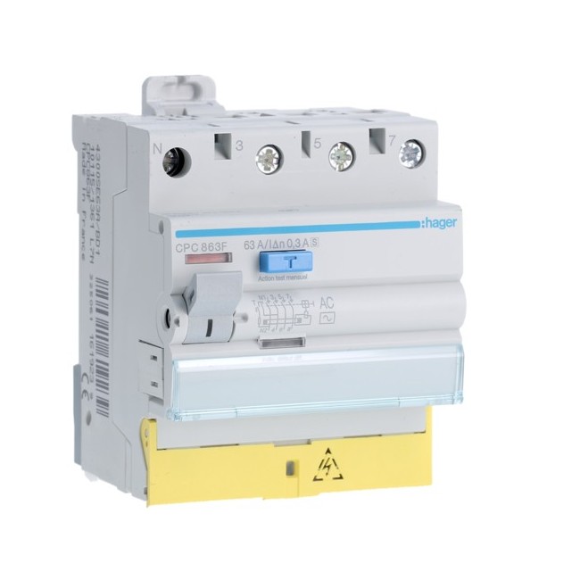 ID 3P+N 63A 300mA ACS BD - INTER. DIFF. TETRA.  HAGER CPC863F
