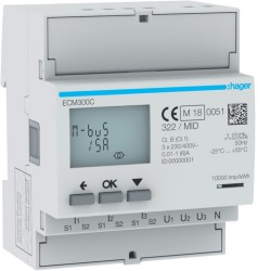 COMPTEUR TRI IND. MBUS MID - GESTION DU BATIMENT HAGER ECM300C