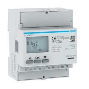 COMPTEUR TRI IND. MBUS MID - GESTION DU BATIMENT  HAGER ECM300C