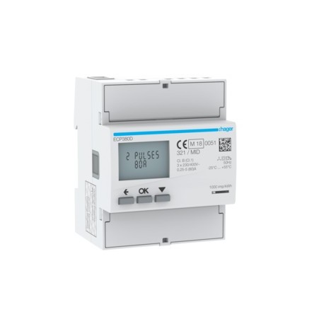 COMPTEUR TRI 80A MID - GESTION DU BATIMENT HAGER ECP380D