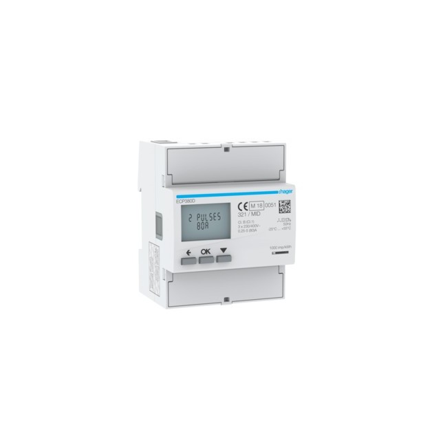 COMPTEUR TRI 80A MID - GESTION DU BATIMENT  HAGER ECP380D