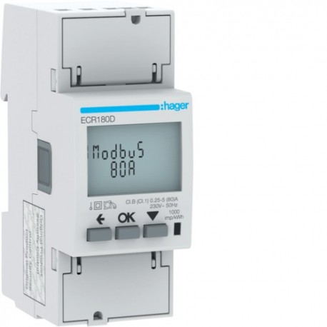 COMPTEUR MONO 80A MODBUS MID - GESTION DU BATIMENT HAGER ECR180D