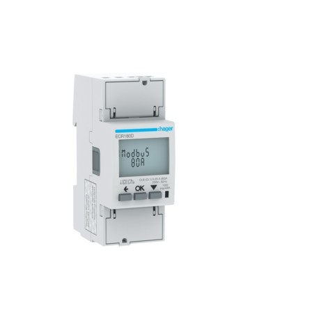 COMPTEUR MONO 80A MODBUS MID - GESTION DU BATIMENT  HAGER ECR180D