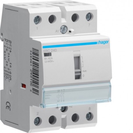 Contacteur manu 40A, 2F, 230V - AUTOMATISMES HAGER ERC240