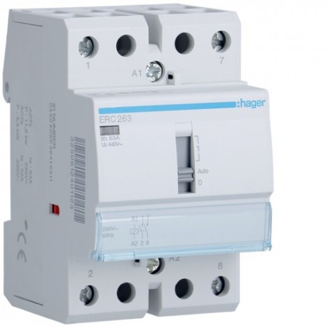 Contact cde manu 63A, 2F, 230V - AUTOMATISMES HAGER ERC263