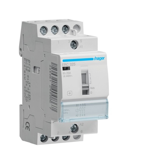 Contact cde manu 25A, 3F, 230V - AUTOMATISMES  HAGER ERC325