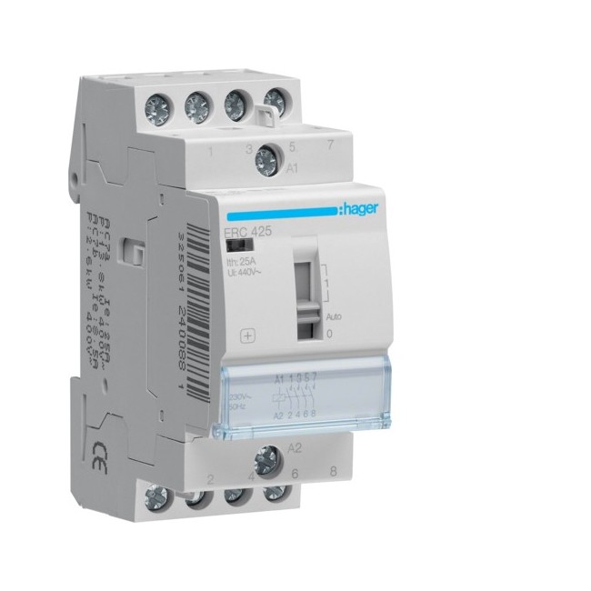 Contact cde manu 25A, 4F, 230V - AUTOMATISMES  HAGER ERC425