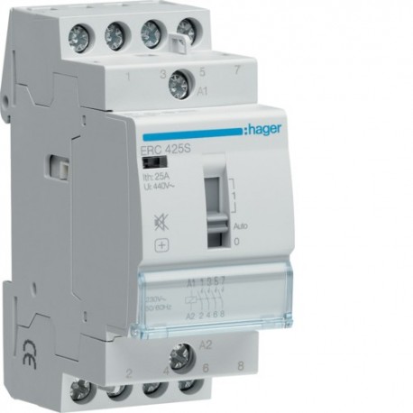 Contact sil manu 25A, 4F, 230V - AUTOMATISMES  HAGER ERC425S
