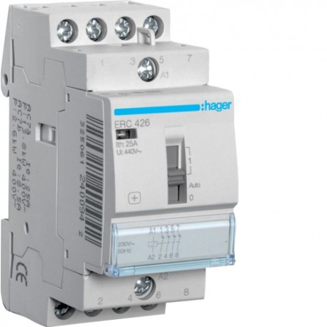 Contact cde manu 25A, 4O, 230V - AUTOMATISMES  HAGER ERC426