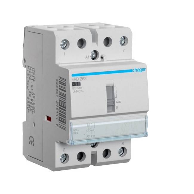 Contact cde manu 63A, 2F, 24V - AUTOMATISMES  HAGER ERD263