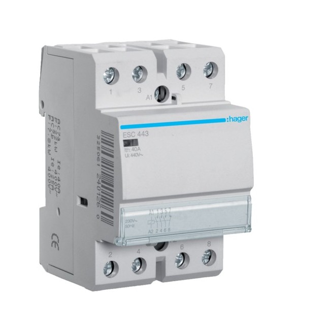 Contact 40A, 3F+1O, 230V - AUTOMATISMES  HAGER ESC443