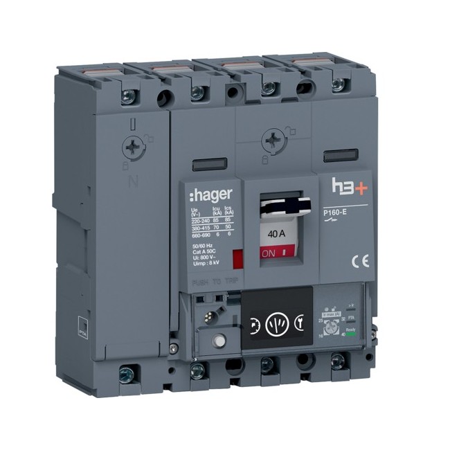 Disj.h3+P160 Ener 4x40A 70kA - APPAREILLAGE DE TETE  HAGER HES041NC