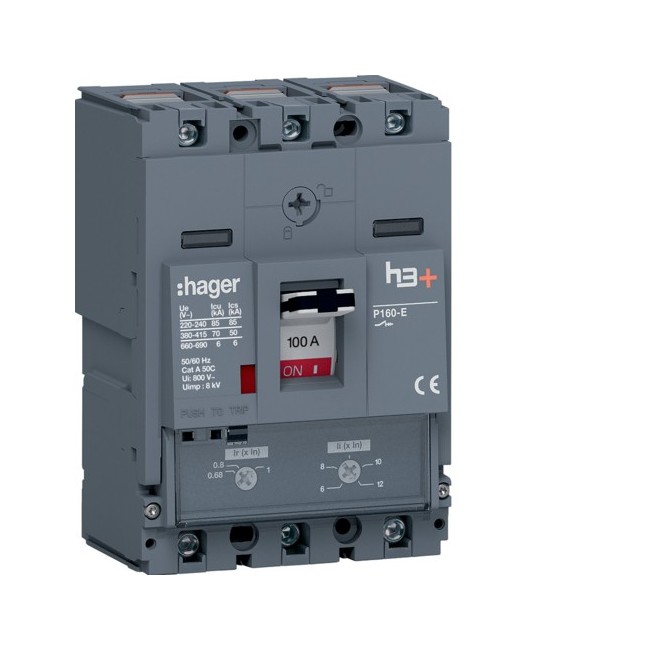 Disj.h3+P160 TM 3x100A 70kA - APPAREILLAGE DE TETE  HAGER HES100DC
