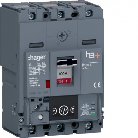 Disj.h3+P160 Ener 3x100A 70kA - APPAREILLAGE DE TETE HAGER HES100NC