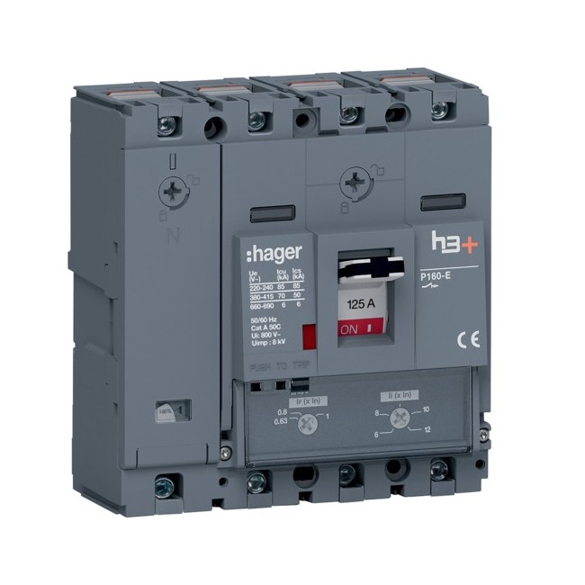 Disj.h3+P160 TM 4x125A 70kA - APPAREILLAGE DE TETE  HAGER HES126DC