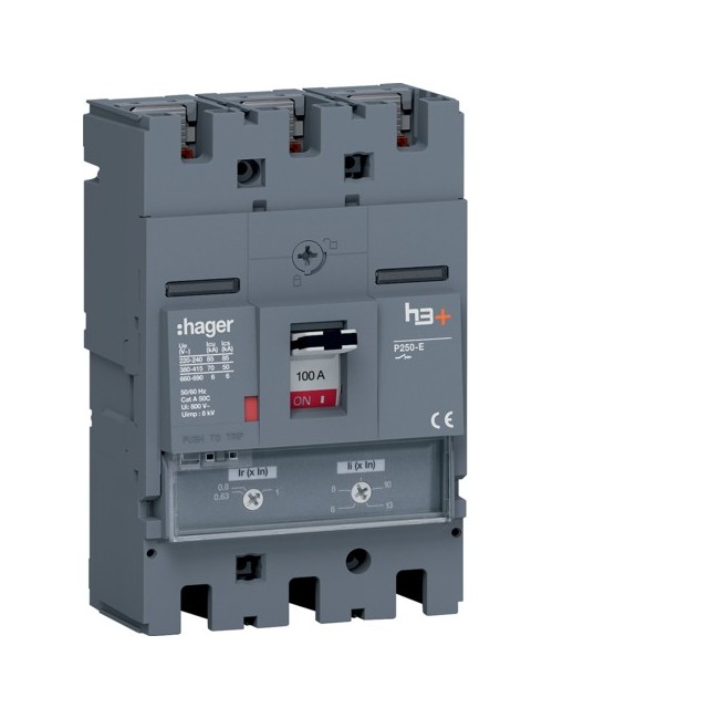 Disj.h3+P250 TM 3x100A 70kA - APPAREILLAGE DE TETE  HAGER HET100DR