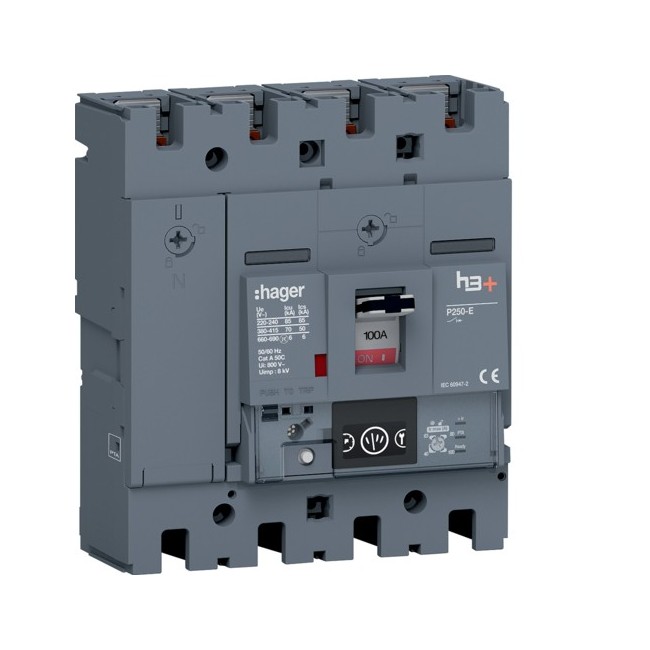 Disj.h3+P250 Ener 4x100A 70kA - APPAREILLAGE DE TETE  HAGER HET101NR