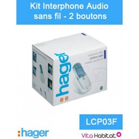 Kit Interphone audio sans fil - 2 logements 2 boutons - Hager logisty - LCP03F