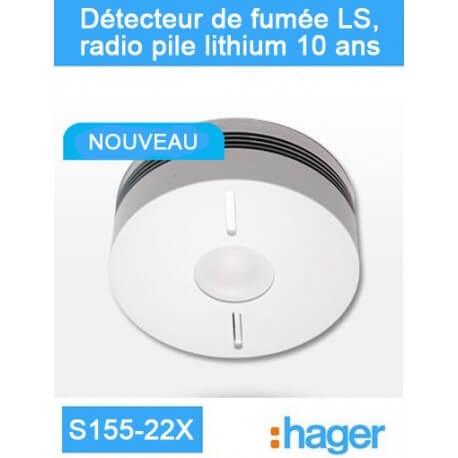 Détecteur de fumée LS, radio pile lithium 10 ans - Logisty Hager - S155-22X