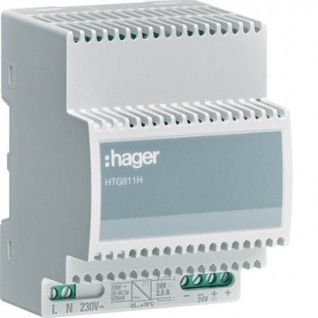 Alim 230VAC/24VDC 2,5A 70°C - APPAREILLAGE DE TETE  HAGER HTG911H