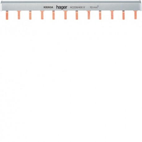 Barre pont 2P lang 10mm² 12m - CONNEXION  HAGER KB263A