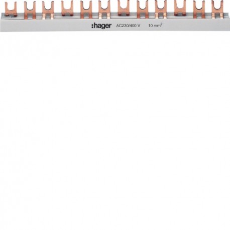 Barre pont 3P fourche 10mm² 57 - CONNEXION  HAGER KDN363B