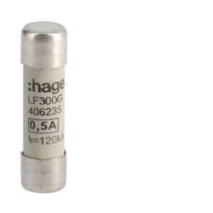 Cartouche fus.10x38 gG 0.5A -   HAGER LF300G