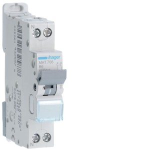 Disj.1P+N 4.5-6kA B-6A 1m - DISJONCTEURS PH+N  HAGER MHT706