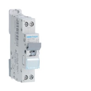 Disj.1P+N 4.5-6kA B-6A 1m - DISJONCTEURS PH+N  HAGER MHT706