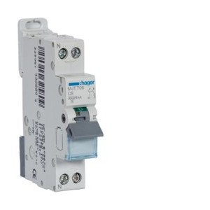 Disj.1P+N 4.5-6kA C-6A 1m - DISJONCTEURS PH+N  HAGER MJT706