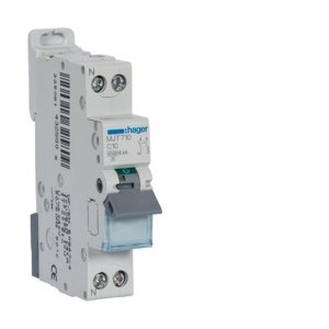 Disj.1P+N 4.5-6kA C-10A 1m - DISJONCTEURS PH+N  HAGER MJT710