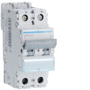 Disj.mag.2P 25kA 4A 2m - DISJONCTEURS MULTI.  HAGER MMN204