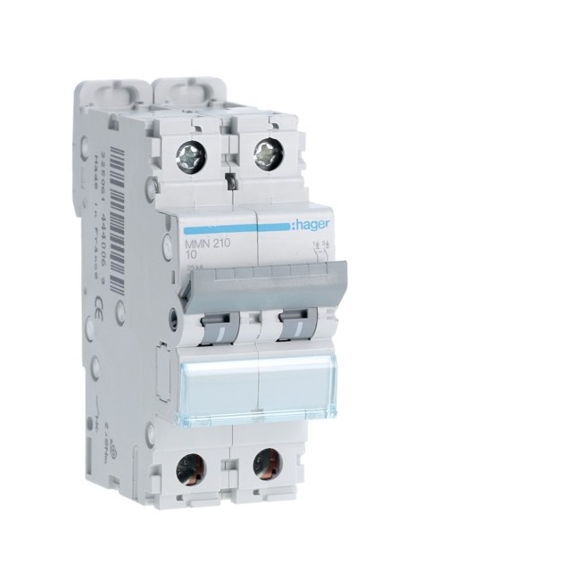 Disj.mag.2P 25kA 10A 2m - DISJONCTEURS MULTI.  HAGER MMN210