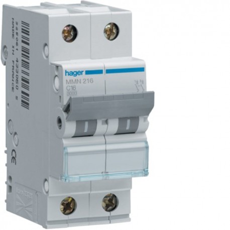 Disj.mag.2P 20kA 16A 2m - DISJONCTEURS MULTI.  HAGER MMN216