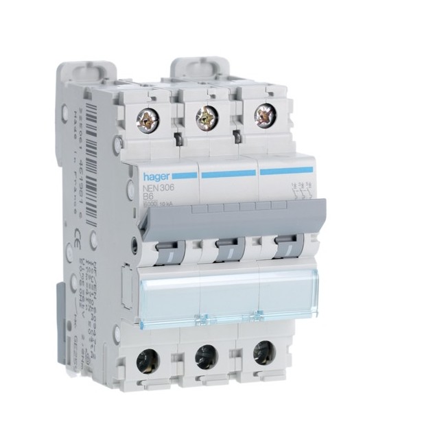 Disj.3P 6-10kA B-6A 3m - DISJONCTEURS MULTI.  HAGER NEN306