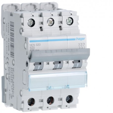 Disj.3P 6-10kA B-20A 3m - DISJONCTEURS MULTI. HAGER NEN320