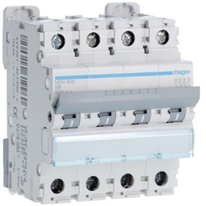Disj.4P 6-10kA B-6A 4m - DISJONCTEURS MULTI.  HAGER NEN406