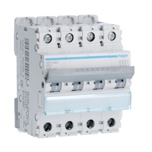 Disj.4P 6-10kA B-63A 4m - DISJONCTEURS MULTI.  HAGER NEN463
