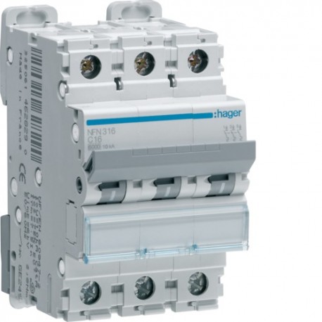 Disj.3P 6-10kA C-16A 3m - DISJONCTEURS MULTI.  HAGER NFN316