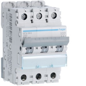 Disj.3P 6-10kA C-63A 3m - DISJONCTEURS MULTI.  HAGER NFN363