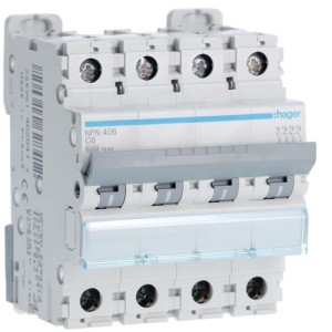 Disj.4P 6-10kA C-6A 4m - DISJONCTEURS MULTI.  HAGER NFN406