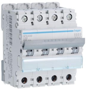 Disj.4P 6-10kA C-32A 4m - DISJONCTEURS MULTI.  HAGER NFN432