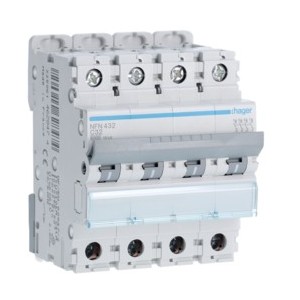 Disj.4P 6-10kA C-32A 4m - DISJONCTEURS MULTI.  HAGER NFN432