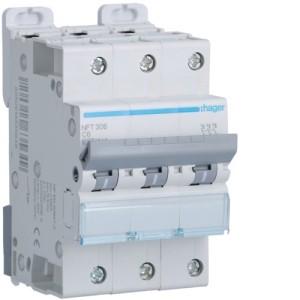 Disj.3P 6-10kA C-6A 3m - DISJONCTEURS MULTI.  HAGER NFT306